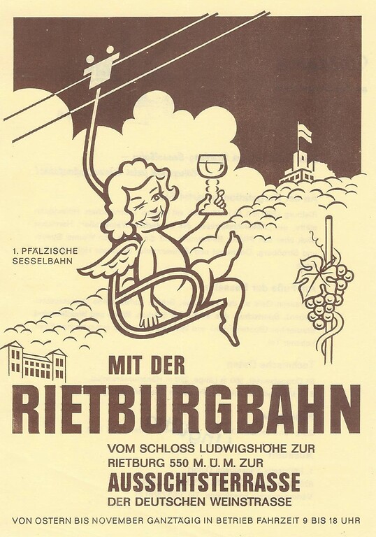 Werbeplakat der Rietburgbahn Edenkoben von 1960