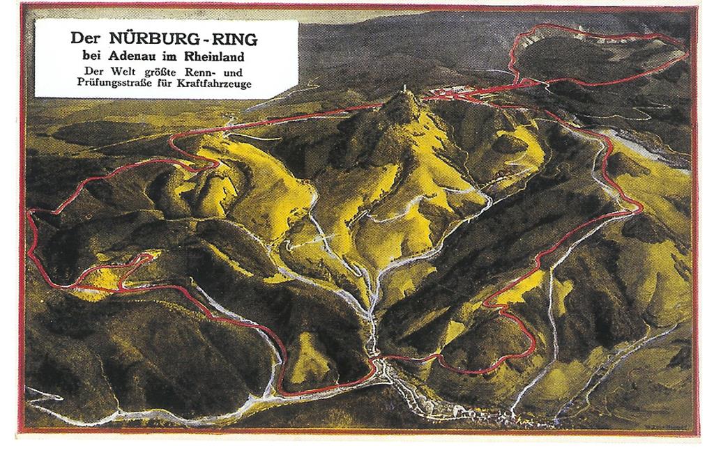 Gemälde "Der Nürburg-Ring bei Adenau im Rheinland", Titelbild der Zeitschrift "Der Nürburgring", Nr. 3 von 1926.