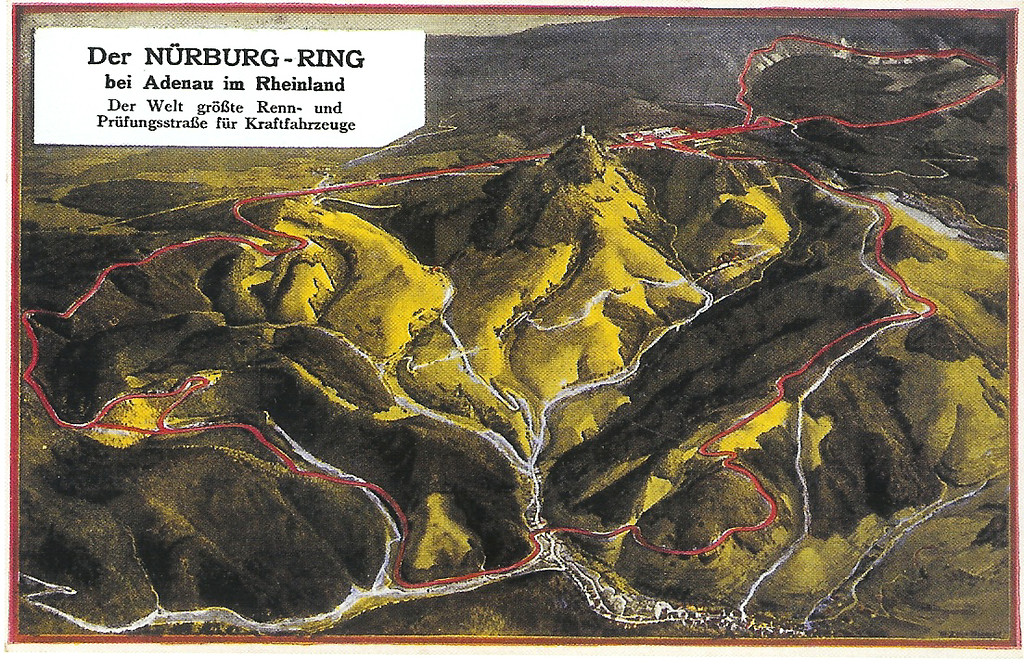 Gemälde "Der Nürburg-Ring bei Adenau im Rheinland", Titelbild der Zeitschrift "Der Nürburgring", Nr. 3 von 1928.