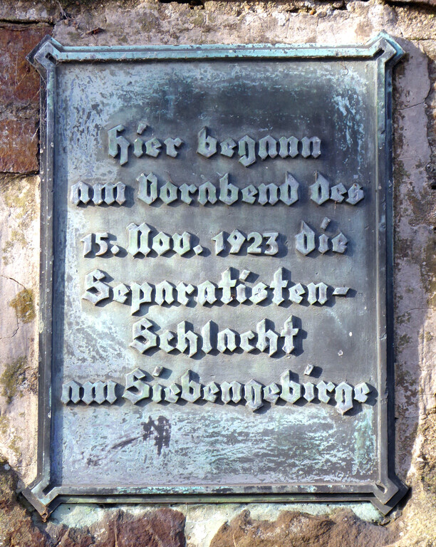 Separatistendenkmal in Rheinbreitbach, Inschriftentafel (2009)