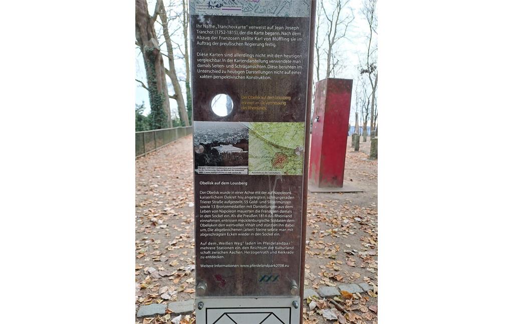 Informationstafel am Tranchot-Obelisken auf dem Lousberg in Aachen (2022)