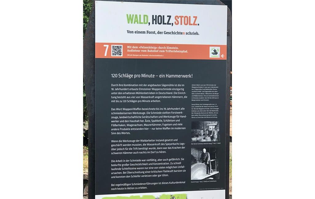Informations-Tafel der Historischen Wappenschmiede Elmstein (2022)