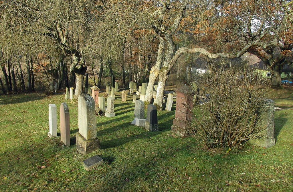 Gräberfeld auf dem jüdischen Friedhof am Zengelsberg in Hellenthal-Blumenthal (2016).