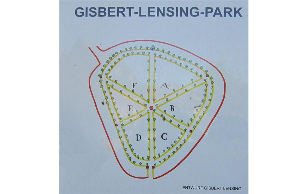 Emmerich, Gisbert-Lensing-Park. Parkplan von Gisbert Lensing (2017)