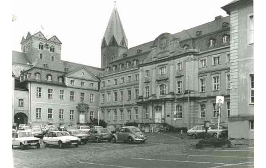 Abtei Werden, Ansicht des ehemaligen Klostergebäudes, heute Folkwanghochschule (Aufnahme Mitte 1970er Jahre)