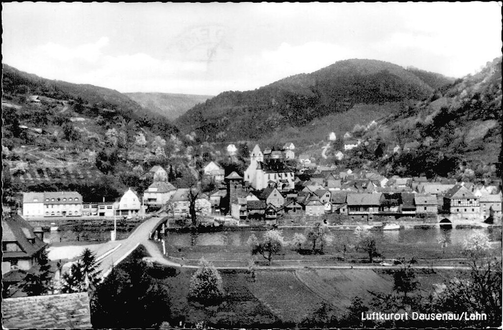 Historische Postkarte der Ortsgemeinde Dausenau (ca. 1962)