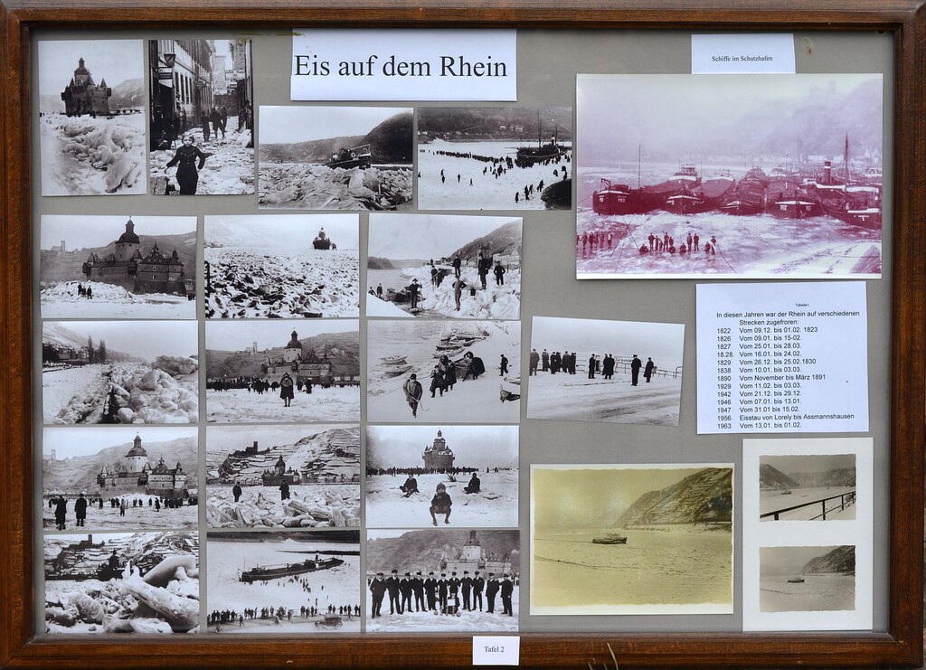 Ausstellungsstück im Lotsenmuseum in Kaub: Bildtafel 2 zum Rheineis im Lotsenmuseum in Kaub (2024)