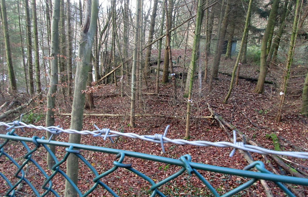 Oberirdisch sichtbare Teile des früheren Atombunkers der NRW-Landesregierung ("Ausweichsitz Nordrhein-Westfalen") am Gillesbach in Kall (2016).
