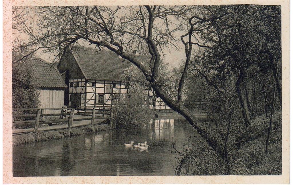 Historische Ansichtskarte der Lierhausmühle in Menden, vermutlich aus den 1930er Jahren.