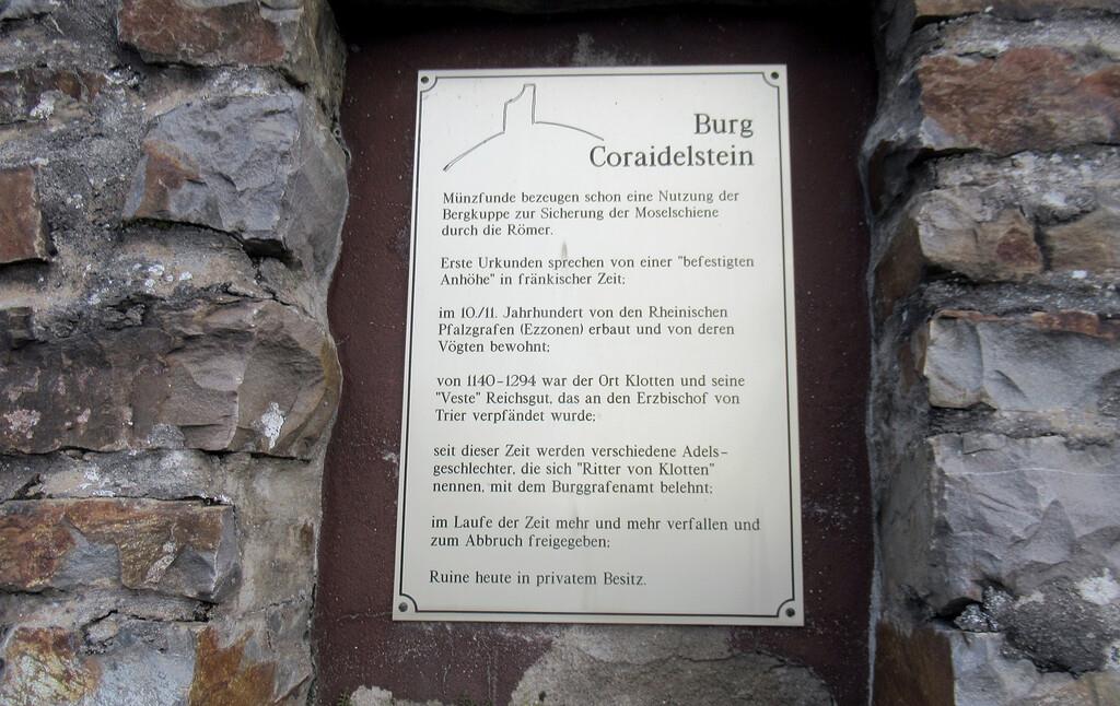 Infotafel zu Burg Coraidelstein