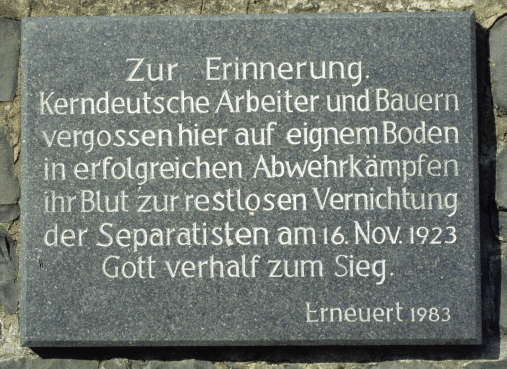 Separatistendenkmal in Hövel, Inschrift (2010)