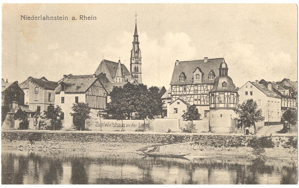 Wirtshaus an der Lahn auf Postkarte um 1910