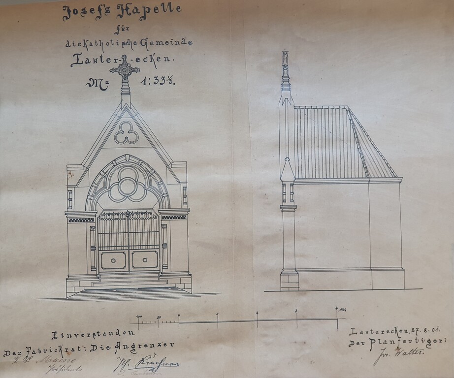 Baupläne der St. Josefs-Kapelle Lauterecken (1901)