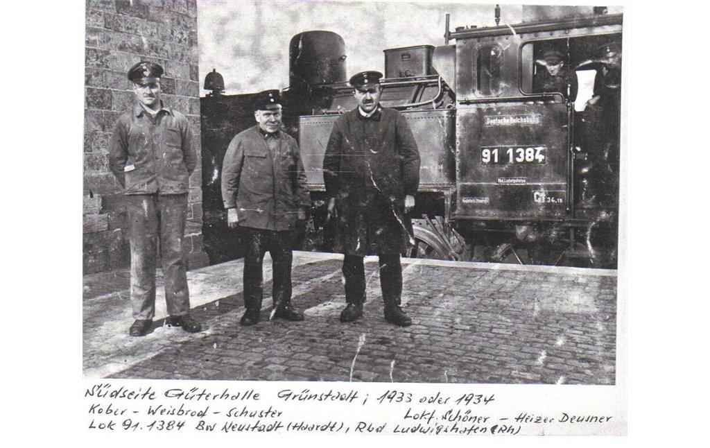 Dampflok 91 1384 in Grünstadt (1933)