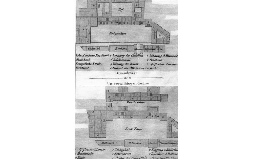 Grundriss-Plan des Bonner Universitätshauptgebäudes im Jahr 1839