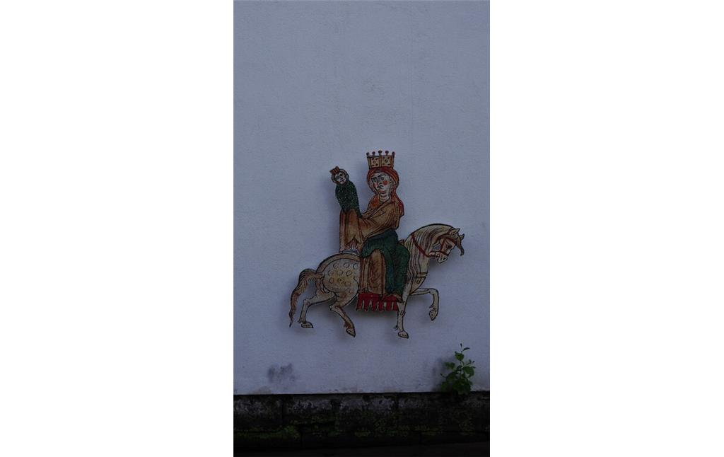 Darstellung der Konstanze von Sizilien an einer Hausfassade an der Queich in Annweiler (2020)