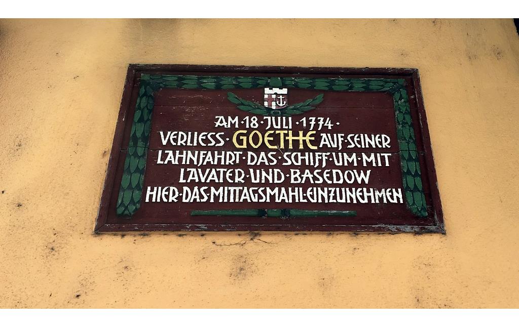 Inschrift am Wirtshaus an der Lahn in Niederlahnstein (2016)