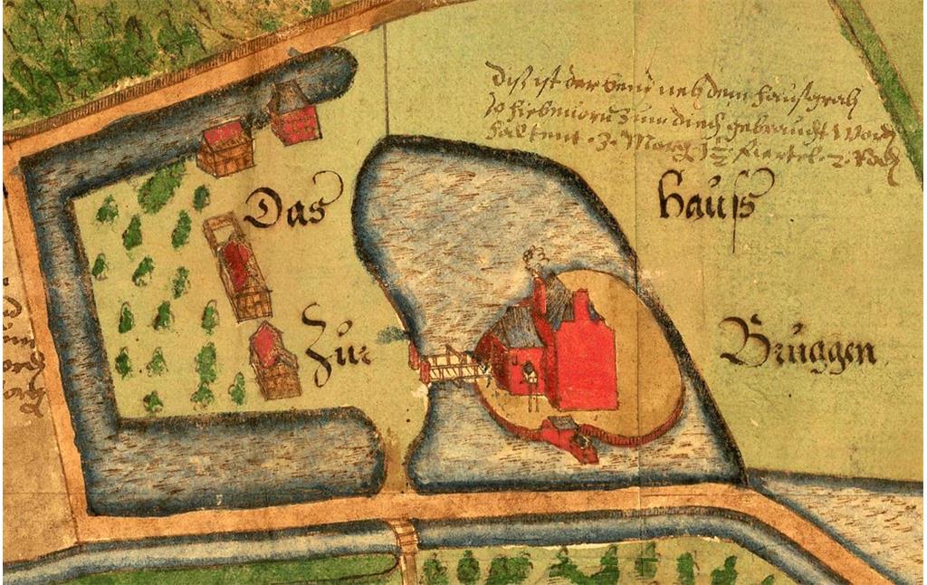 Das Haus zur Bruggen 1598 - Ausschnitt aus historischer Karte des Michael Mercator
