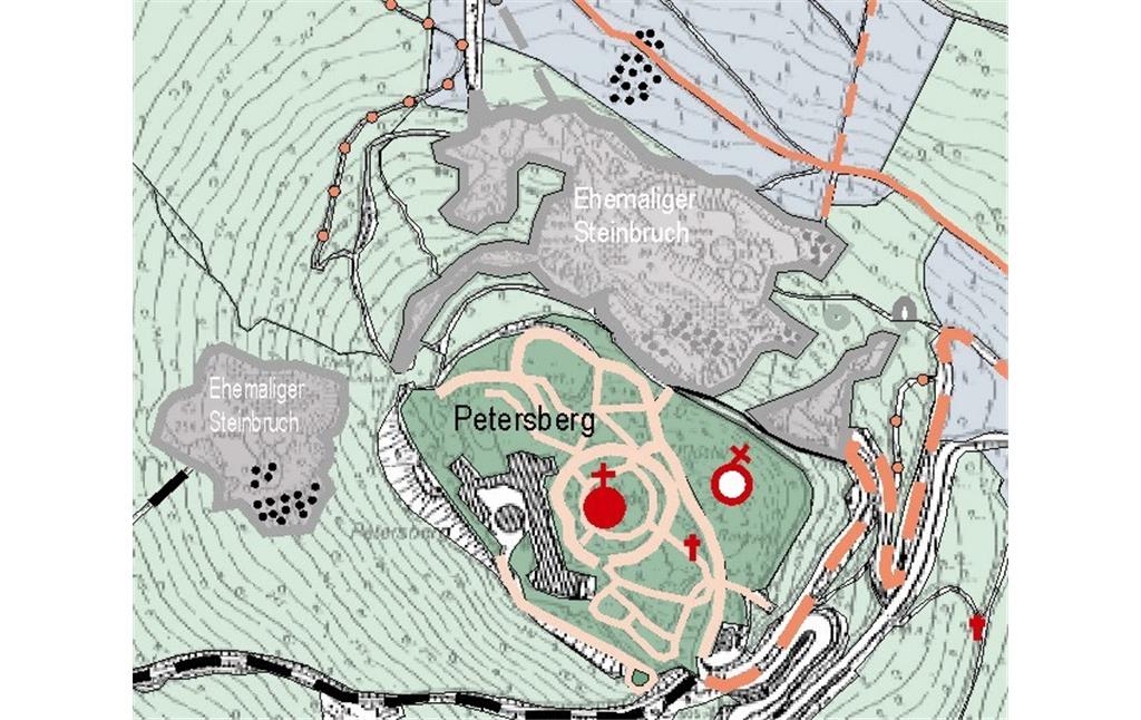 Thematische Karte der Steinbrüche auf dem Petersberg oberhalb von Königswinter (2010)
