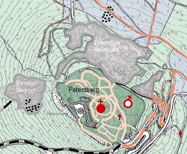 Thematische Karte der Steinbrüche auf dem Petersberg oberhalb von Königswinter (2010)