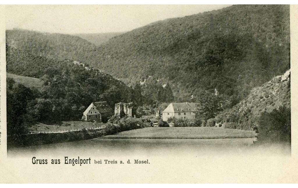 Postkarte mit den Ruinen auf dem Gelände des Klosters Maria Engelport bei Treis-Karden (gelaufen 1902)
