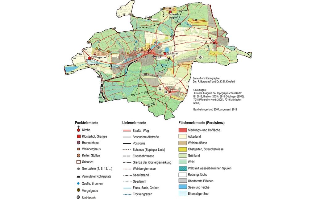 Karte der historischen Kulturlandschaftselemente der Klosterlandschaft Maulbronn