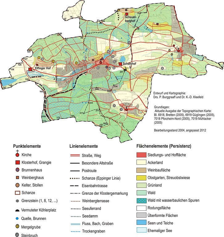 Karte der historischen Kulturlandschaftselemente der Klosterlandschaft Maulbronn