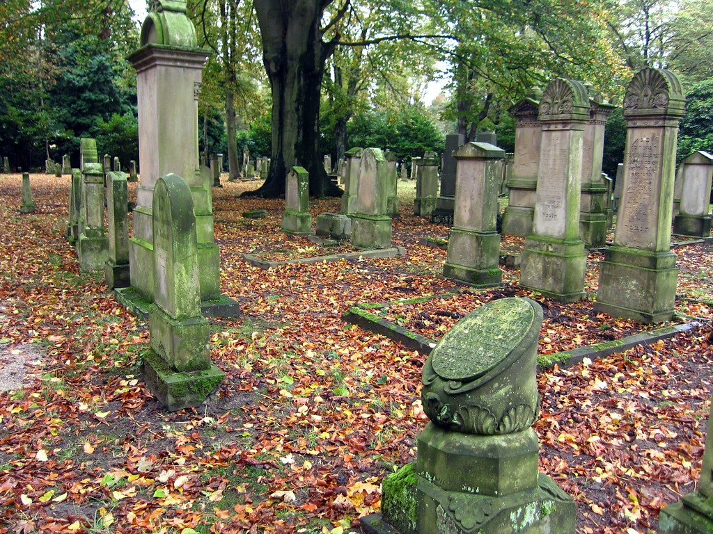 Grabmale auf dem Alten Jüdischen Friedhof an der Heideckstraße in Krefeld (2014).