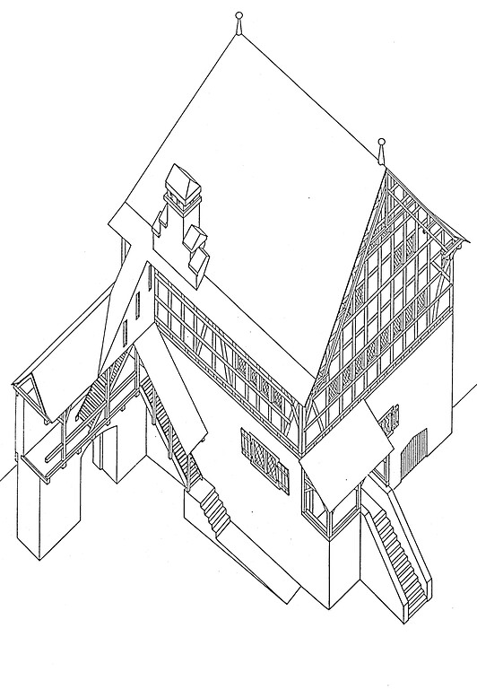Rekonstruktionszeichnung - Draufsicht - des Alten Rathauses in Dausenau (1978)