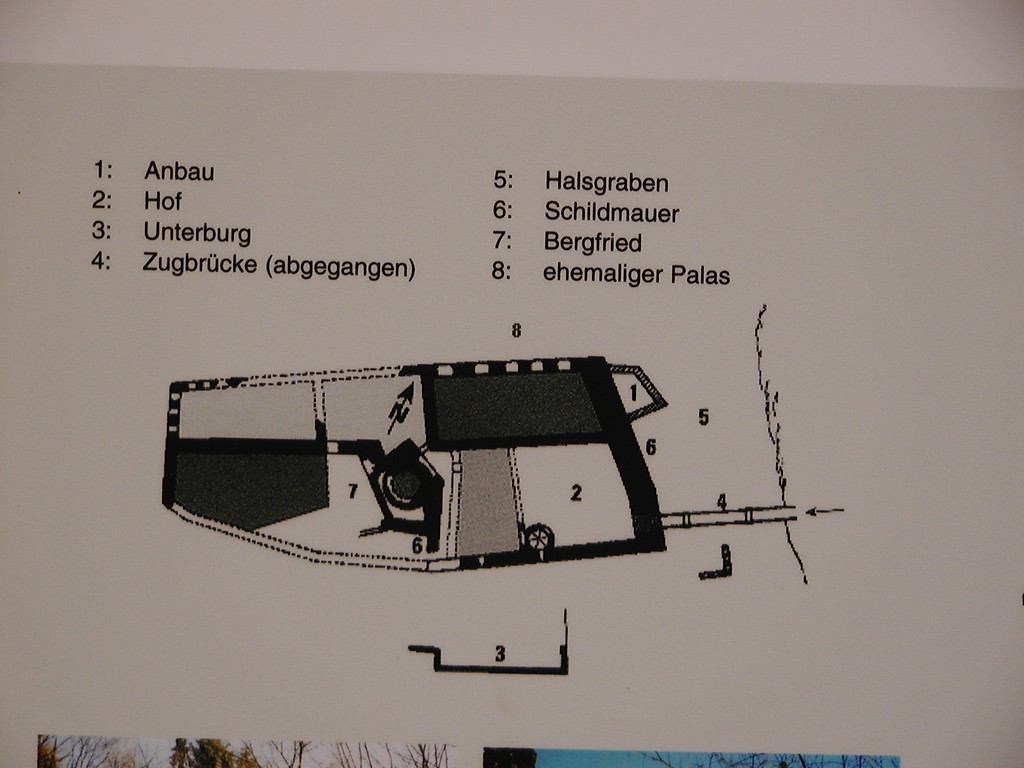 Der Plan zeigt einen Grundriss der Burganlage Wilenstein bei Trippstadt (2003).