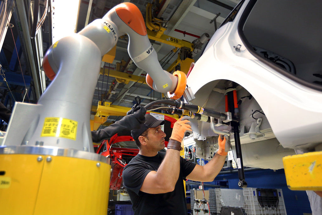Robotergestützte Produktion des Ford Fiesta im Automobilwerk in Köln-Niehl (2017).