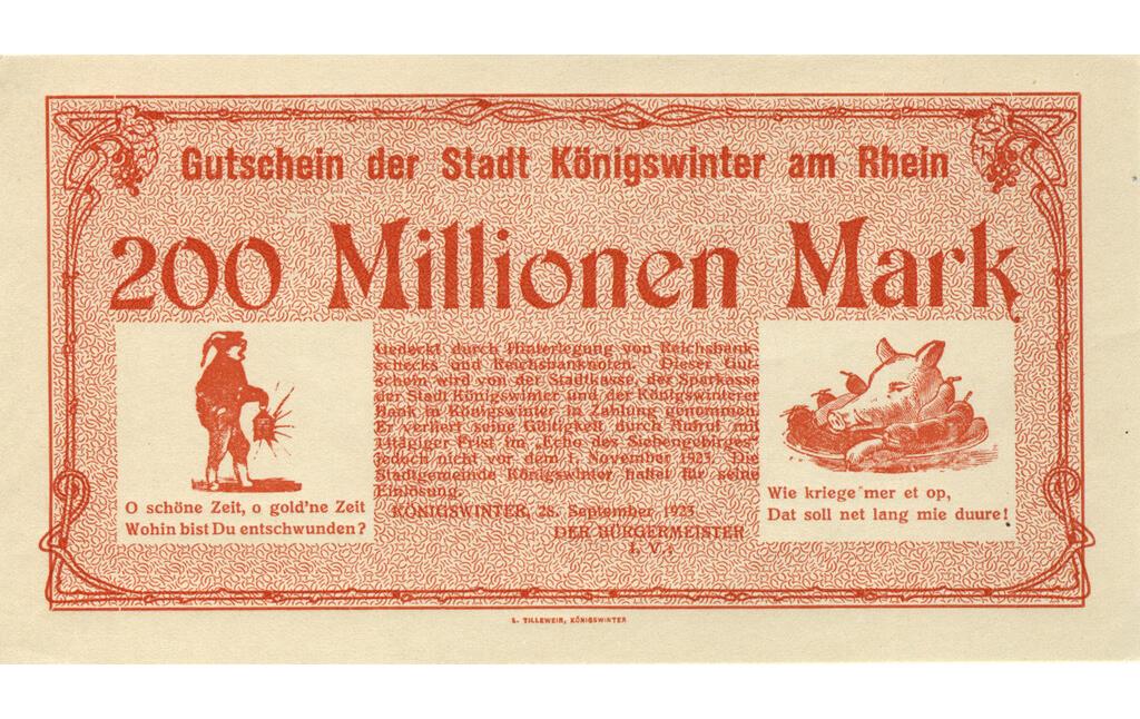 Notgeldschein der Stadt Königswinter (1923)