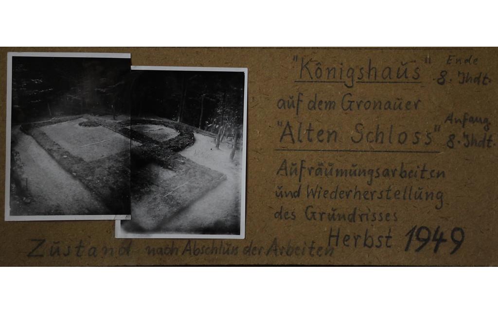 Historische Aufnahme des "Königshauses" der Befestigungsanlage Gronauer Altes Schloss bei Krofdorf-Gleiberg (1949)