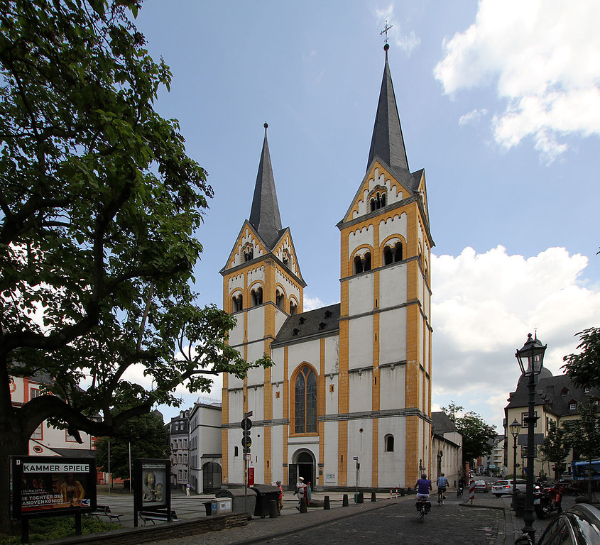 Die Florinskirche in Koblenz, Ansicht von Westen (2013).