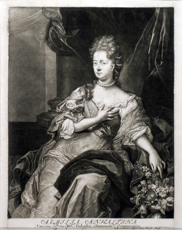 Mezzotinto der Henriette Amalie, Fürstin von Nassau-Dietz (um 1685)