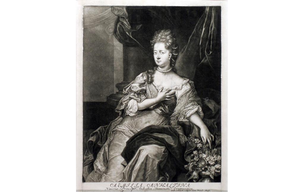 Mezzotinto der Henriette Amalie, Fürstin von Nassau-Dietz (um 1685)