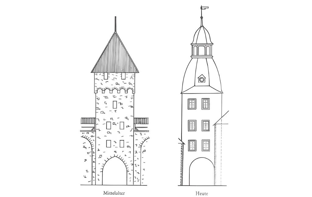 Rekonstruktionszeichnung des Torturms Oberes Stadttor in Kirchheimbolanden (2020)