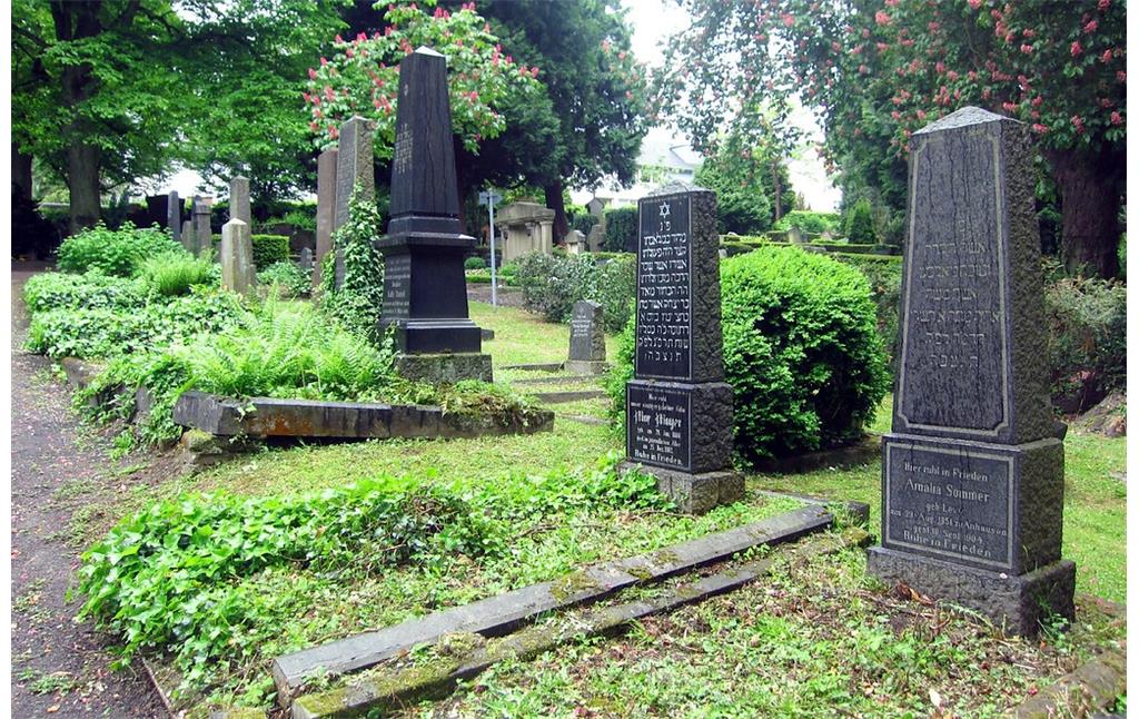Gräberreihe auf der jüdischen Abteilung des Burgfriedhofs in Bonn-Bad Godesberg (2014)