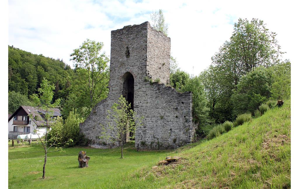 Seitenansicht der Kirchenruine Landstein bei Weilrod-Altweilnau (2015)
