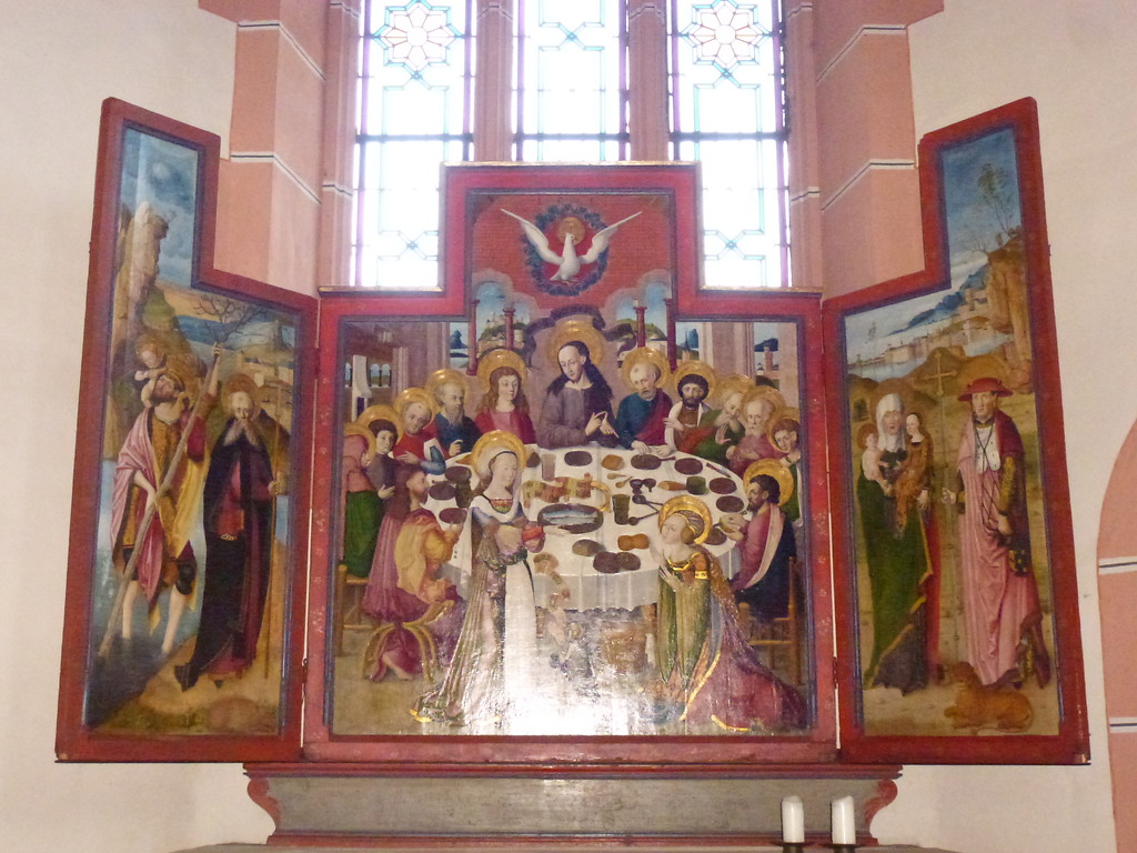 Der Marthaaltar in Form eines Triptychons im Südschiff der Liebfrauenkirche in Oberwesel (2016).
