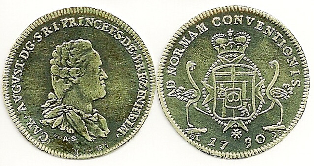 Der Bretzenheimer Taler mit dem Profil Carl Augusts Reichsfürst von Bretzenheim (Währung von 1790)