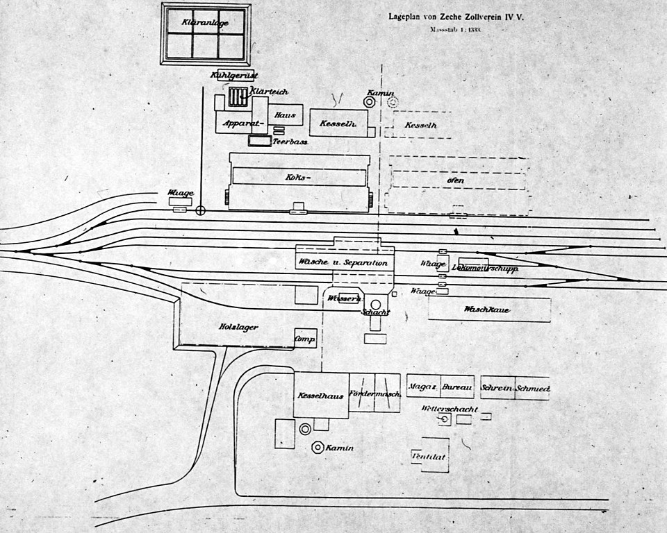 Lageplan der Zeche Zollverein 4, 5, 11 in Essen