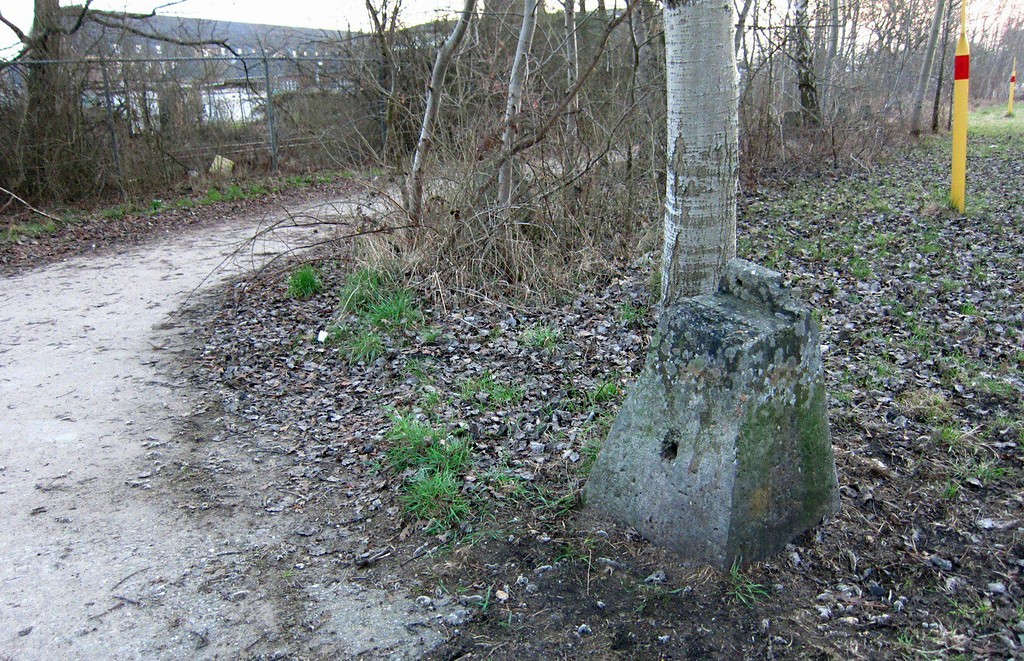 Delbrücker Heide, ehemalige Straßenbegrenzung des belgischen Militärs (2012).