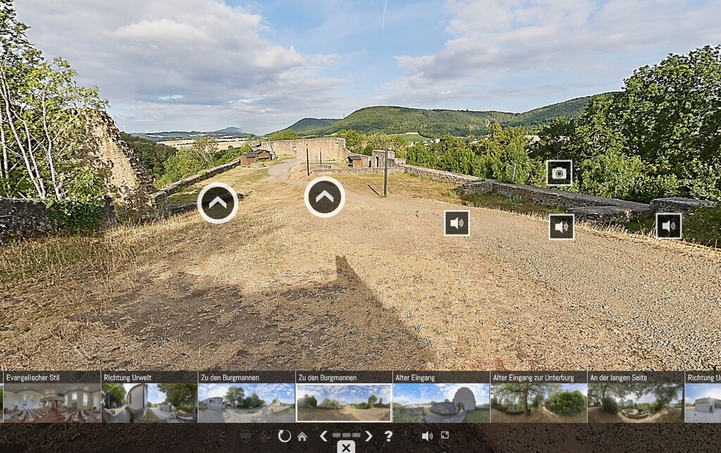 Virtuelle 360-Grad-Ansicht der Unterburg der Burg Lichtenberg bei Kusel (2023)