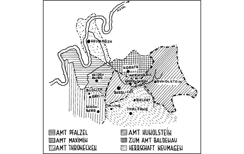 Gliederung der Dhrontallandschaft in Amtsbezirke im 15. Jahrhundert