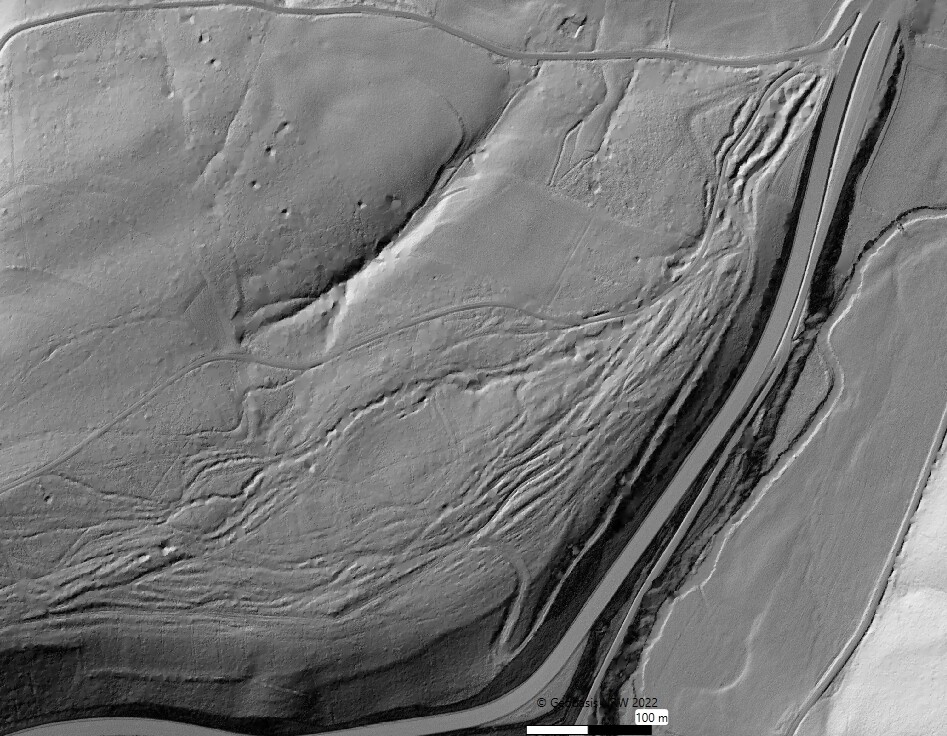 Hellenthal-Unterpreth, Hohlwegsystem als LIDAR-Reliefkarte