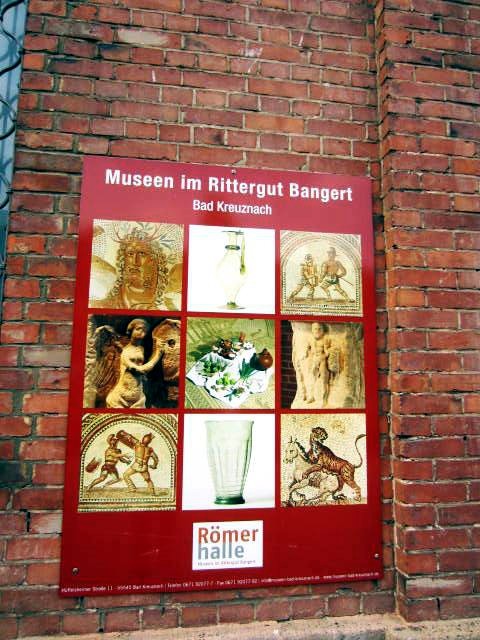 Werbetafel für das Museum Römerhalle im Rittergut Bangert in Bad Kreuznach (2014)