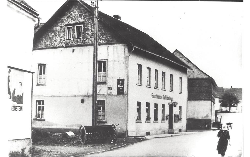 Historische Fotografie des Gasthauses Dahlheimer in der Ringstraße 16 in Hottenbach (1950er Jahre)