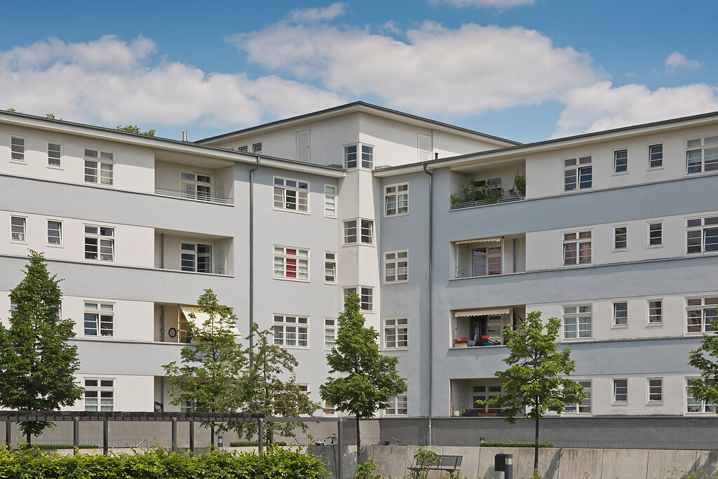 Häuserecke der Siedlung Blauer Hof in Köln-Buchforst (2017)