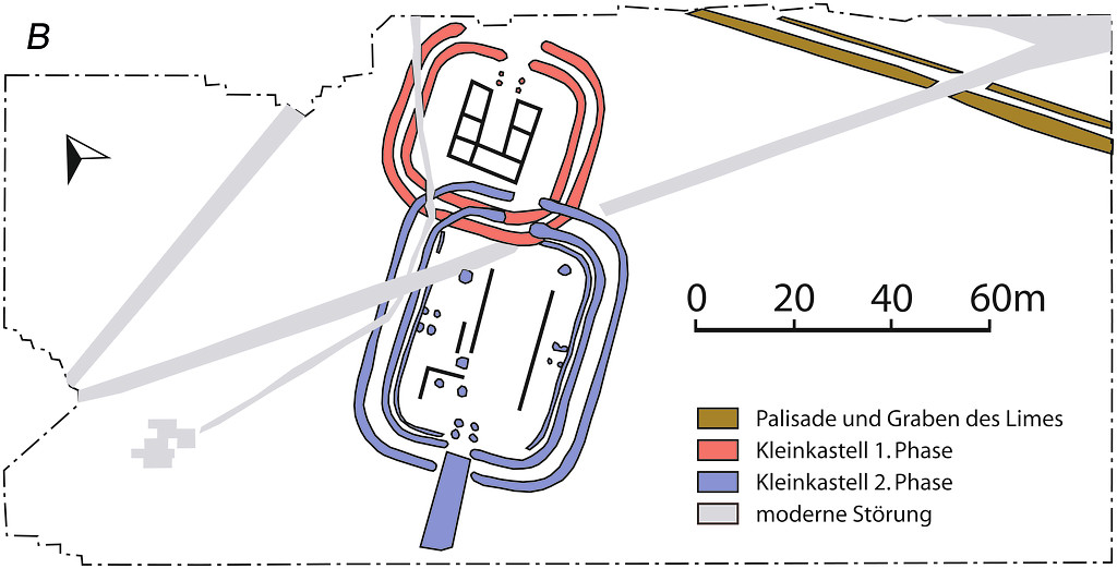 Umzeichnung des geomagnetischen Messbildes der Kleinkastelle auf dem Pohl bei Heidenrod-Kemel im Rheingau-Taunus-Kreis (2009)